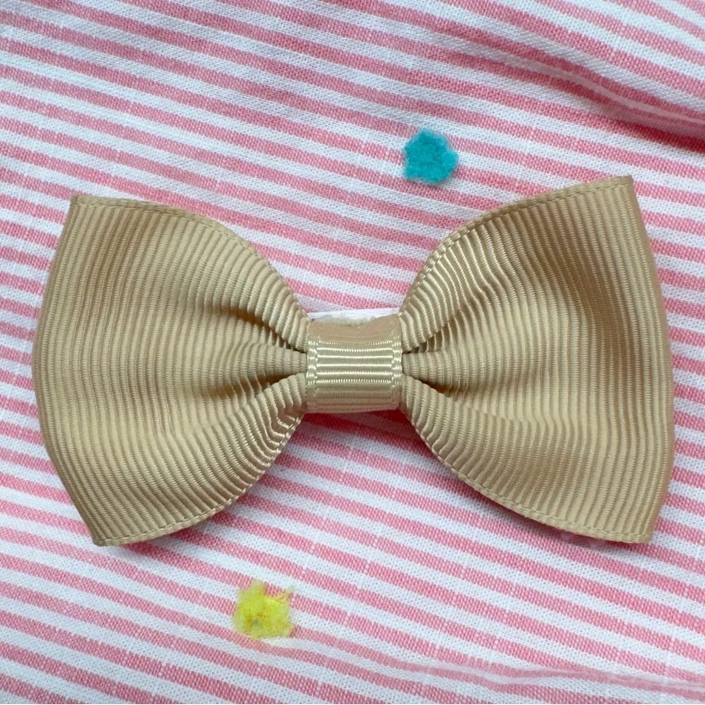 Large Tan Grosgrain Hair Bow
